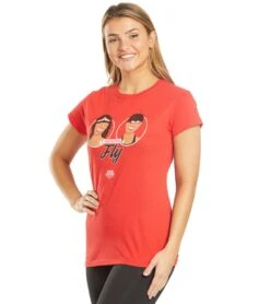 Women's We Both Fly Crew Neck T-Shirt -Swimming And Diving 5665887977640 red 5a
