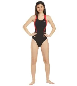 Women's Surf Splice Wave Back One Piece Swimsuit -Swimming And Diving 5666066137256 red 4a