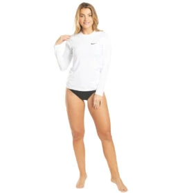Nike Long Sleeve Hydro Rash Guard -Swimming And Diving 5666178400424 white 4a