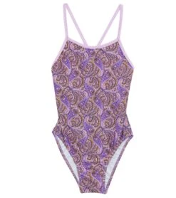 Girls' Incense Lilac Crossback One Piece Swimsuit (Big Kid)