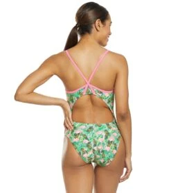Flamingo Frenzy Thin Strap One Piece Swimsuit 8 Flamingo Frenzy Thin Strap One Piece Swimsuit -Swimming And Diving 5667011887272 pinkgreenmulti 3a