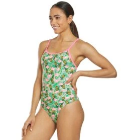 Flamingo Frenzy Thin Strap One Piece Swimsuit 10 Flamingo Frenzy Thin Strap One Piece Swimsuit -Swimming And Diving 5667011887272 pinkgreenmulti 5a