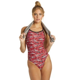 Shark Thin Strap One Piece Swimsuit 9 Shark Thin Strap One Piece Swimsuit -Swimming And Diving 5667029352616 red 5a