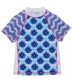 Girls' Inky Bloom Fitted Short Sleeve Rash Guard (Little Kid, Big Kid)