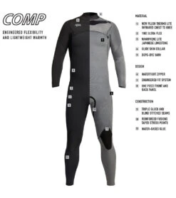Xcel Men's 4/3mm Comp Thermo Lite Front Zip Fullsuit Wetsuit -Swimming And Diving 5667601055912 black 3a