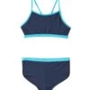 Little Girls' UPF 50+ Active Contrast Solid Two Piece Boyshort Bikini Set