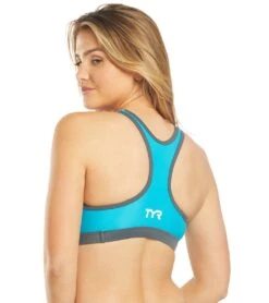 TYR Women's Competitor Racerback Tri Bra -Swimming And Diving 5669492654248 turqgrey 3a