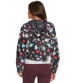 Seafolly Women's Flower Festival Wind Breaker Zip Hoodie Jacket -Swimming And Diving 5669648466088 black 3a