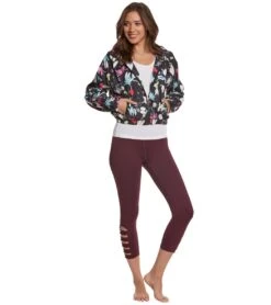 Seafolly Women's Flower Festival Wind Breaker Zip Hoodie Jacket -Swimming And Diving 5669648466088 black 4a