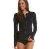 Women's Beach Solids Ava Front Zip Long Sleeve Rashguard