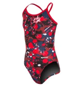 Paint Splatter Thin Strap One Piece Swimsuit Youth (22-28)