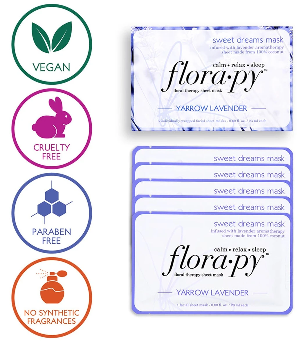 Sweet Dreams Aromatherapy Sheet Mask 5 Count, Yarrow Lavender 4 Sweet Dreams Aromatherapy Sheet Mask 5 Count, Yarrow Lavender - Image 4
