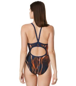 Speedo Women's Solar Boom Flyback One Piece Swimsuit 6 Speedo Women's Solar Boom Flyback One Piece Swimsuit -Swimming And Diving 6799649308840 navyorange 3a