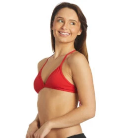 Women's Triangle Solid Bikini Top 9 Women's Triangle Solid Bikini Top -Swimming And Diving 7012302323880 red 5a