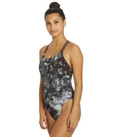 Nike Women's Hydrastrong Tie Dye Spiderback One Piece Swimsuit -Swimming And Diving 7143578009768 black 5a