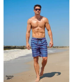 Reebok Men's Stripe Flow 9" Swim Trunks 10 Reebok Men's Stripe Flow 9" Swim Trunks -Swimming And Diving 7167533973672 navyblue 5a