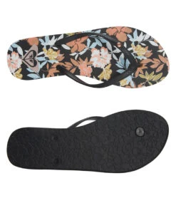 Roxy Women's Bermuda Print Flip Flop -Swimming And Diving 7209652584616 asianblack 4a