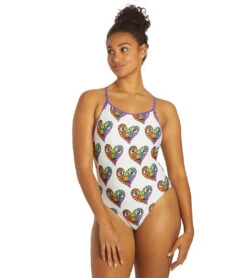 Sporti X Tyler Wallach Limited Edition Heart Face Tie Back One Piece Swimsuit -Swimming And Diving 7242999529640 white 4a