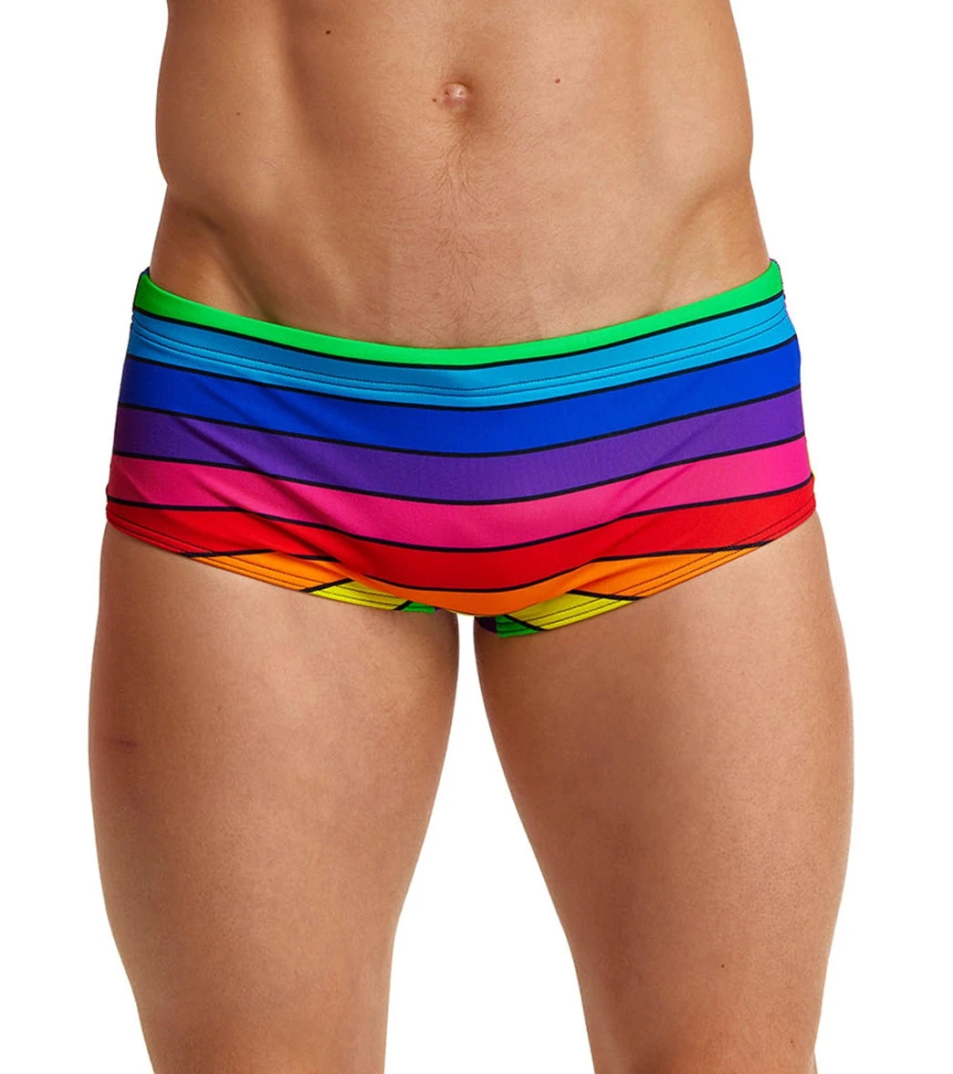 Funky Trunks Men's Rainbow Racer Sidewinder Trunk Square Leg Swimsuit 1 Funky Trunks Men's Rainbow Racer Sidewinder Trunk Square Leg Swimsuit