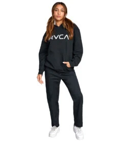 Women's Big RVCA Hoodie -Swimming And Diving 7370465444008 black 4a