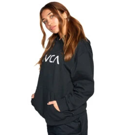 Women's Big RVCA Hoodie -Swimming And Diving 7370465444008 black 5a