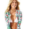Tommy Bahama Women's Tropi-Calling Full Zip Long Sleeve Rashguard