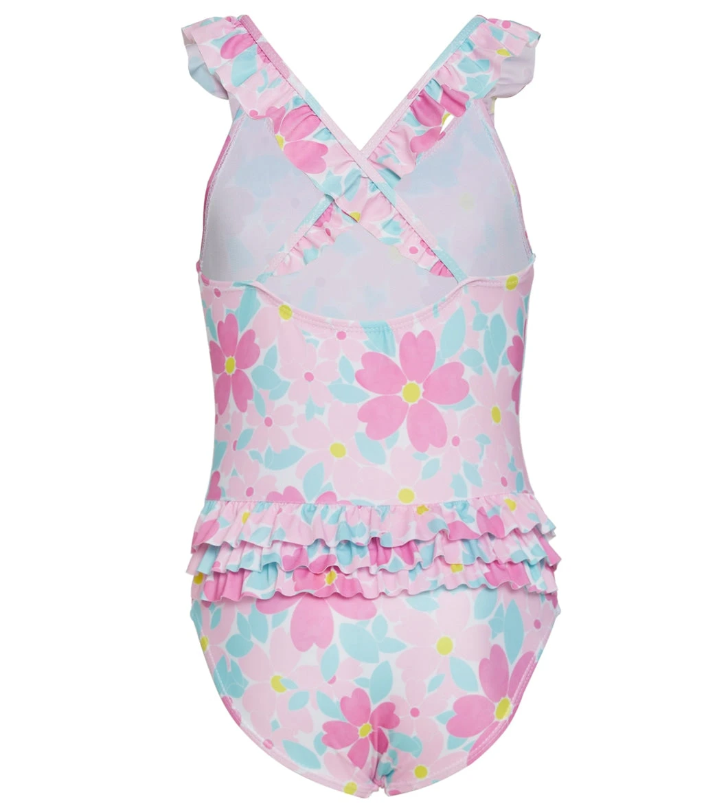 Girls' Painted Flowers Mindy UPF 50+ One Piece Swimsuit (Baby, Toddler, Little Kid) 2 Girls' Painted Flowers Mindy UPF 50+ One Piece Swimsuit (Baby, Toddler, Little Kid) - Image 2