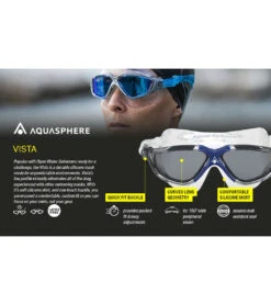 AQUASPHERE Vista Swim Mask Smoke 12 AQUASPHERE Vista Swim Mask Smoke -Swimming And Diving 7473588207784 smokelenswhitewithraspberrystrap 6a