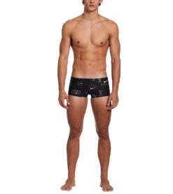 Nike Men's HydraStrong Multi Print Square Leg Swimsuit -Swimming And Diving 7547163279528 black 3a