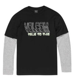 Swimming And Diving 110 Volcom Boys' Bandstone Twofer Long Sleeve Tee (Big Kid)