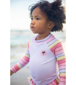 Girls' Surf Babe Long Sleeve Ruffle Two Piece Swim Set (Baby) -Swimming And Diving 7600910467240 sunsetstripe 4a