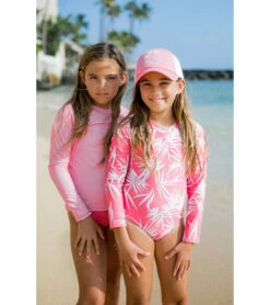 Girls' Wave Chaser Long Sleeve One Piece Swimsuit (Toddler, Little Kid, Big Kid) -Swimming And Diving 7600911712424 sugarcoral 5a