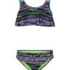 Under Armour Girls' UA Watercolor Drip Flutter Two Piece Bikini Set (Big Kid)