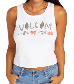 Volcom Women's That One Baby Tank Top 5 Volcom Women's That One Baby Tank Top -Swimming And Diving 7650530492584 white 3a