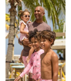 Girls' Palm Paradise Long Sleeve One Piece Swimsuit (Toddler, Little Kid, Big Kid) -Swimming And Diving 7652779131048 pink 3a