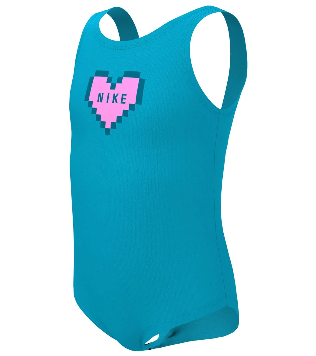 Nike Girls' Multi Logo One Piece Swimsuit (Little Kid) 2 Nike Girls' Multi Logo One Piece Swimsuit (Little Kid) - Image 2